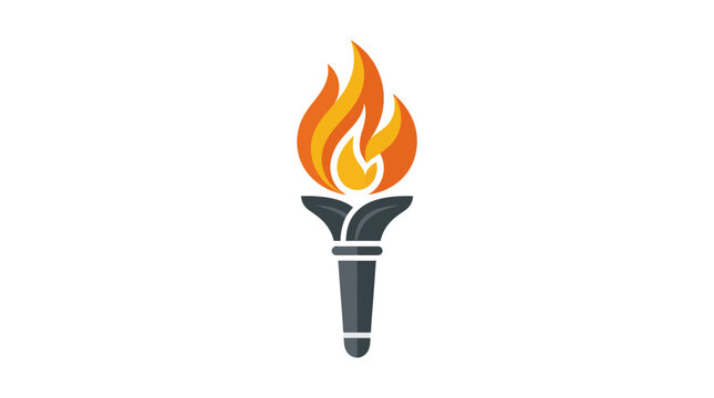 Torch with flame on top burning.