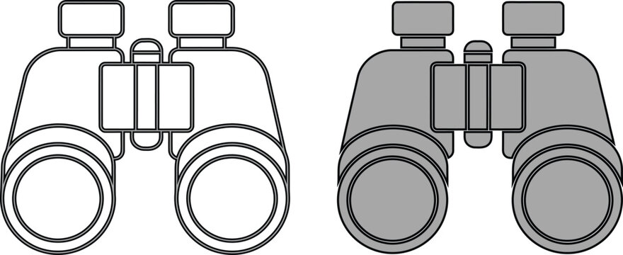 Binoculars Line art And Gray scale Illustration On White Background