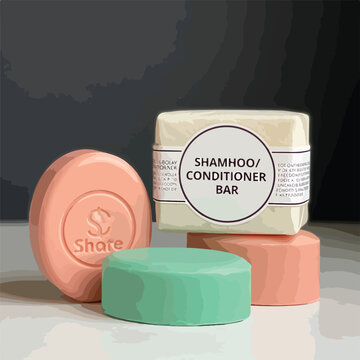 A digital illustration of three colorful soap bars