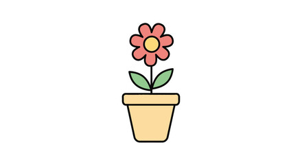 Fototapeta premium Potted pink flower with green leaves