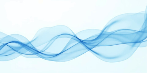 Naklejka premium Abstract blue smoke and flowing lines create a smooth wave design on a white background, forming a modern technology backdrop with elegant motion