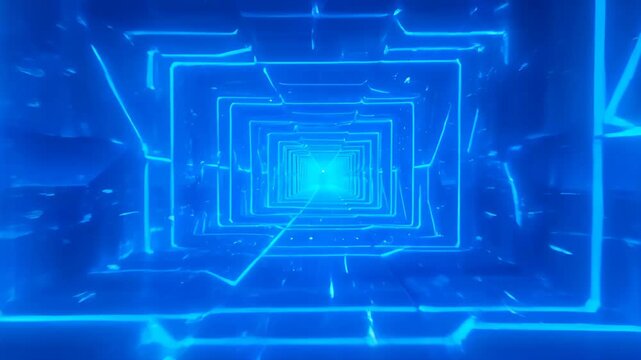 Digital abstract background concept network blue glowing tunnel futuristic motion depth speed light technology geometric perspective infinity data corridor energy scene