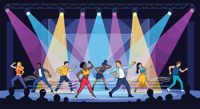 A group of diverse people dancing