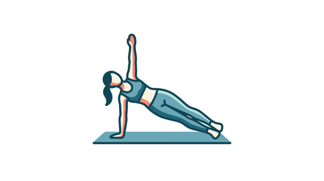 Woman doing side plank exercise on yoga mat, fitness and healthy lifestyle concept