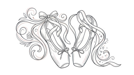 Elegant Ballet Slippers with Flowing Ribbons and Swirls © bagas