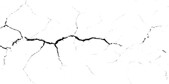 Black cracks on white grunge background vector illustration texture