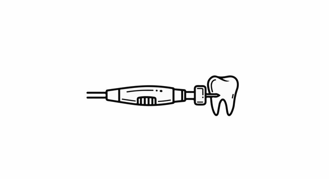 Dental drill working on a tooth