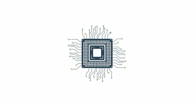Detailed illustration of a central processing unit with radiating lines and connections