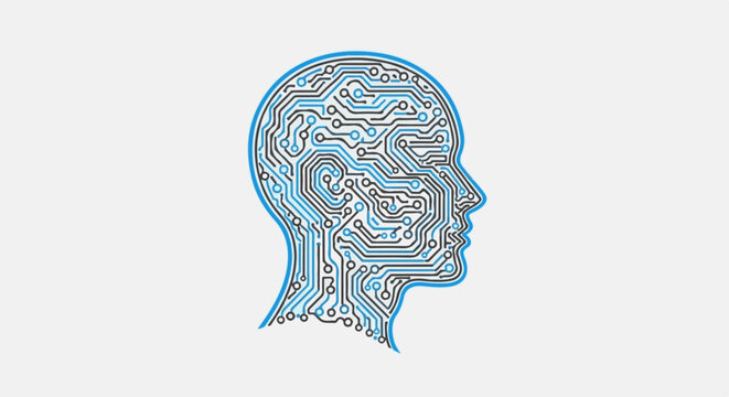 Digital head profile with intricate circuit board design