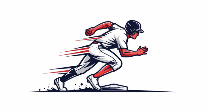 Energetic baseball player sprints across the field, dust flying