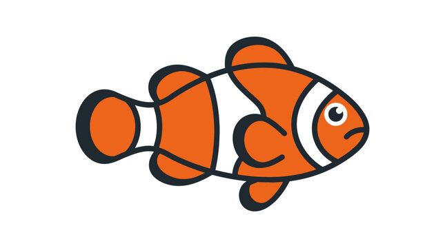 Clownfish in cartoon style swimming.
