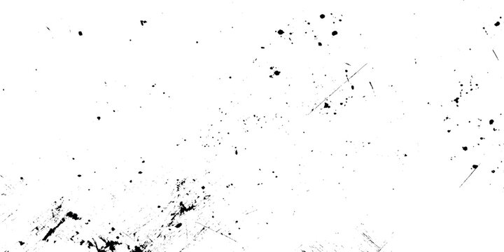 Black ink splatters and scratches on white grunge background vector graphic design element