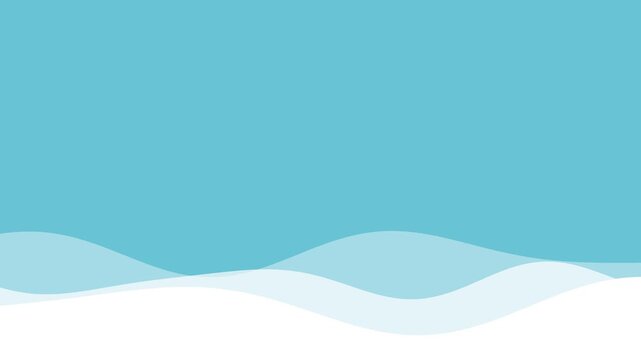 Minimalist blue background animation with soft abstract flowing paper cut style waves at the bottom, creating a clean, calm, and serene backdrop with copy space