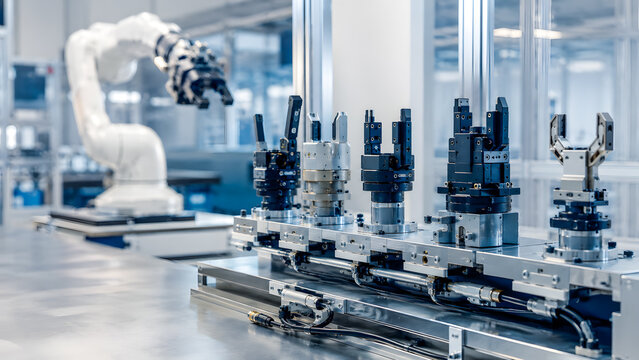 Robot Tool Changer Docking Station in Automated Factory