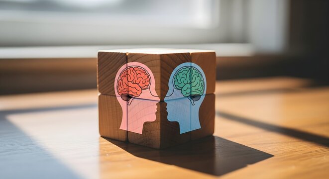Wooden Blocks Brain Icons Mind Thinking Creativity