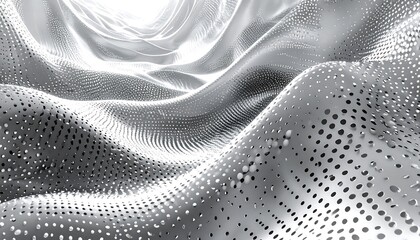 Naklejka premium Abstract, undulating, metallic landscape with perforated surfaces and illuminated highlights