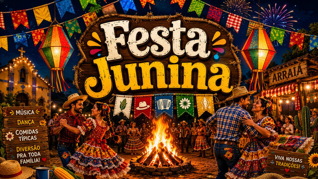 Traditional Festa Junina Brazilian Folk Festival Celebration Background
