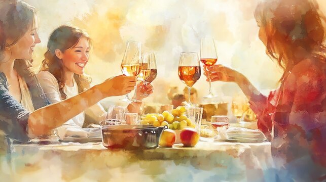Authentic lifestyle concept Friends celebrating with drinks at a joyful table. natural candid visual scene for modern advertising campaign diverse emotional atmosphere professional stock content com