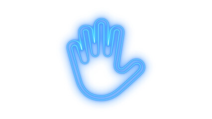 Obraz premium Colorful neon hand icon showing an open palm with five fingers as a stop gesture or friendly greeting symbol illustration design isolated on transparent background
