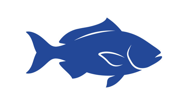 Blue Fish Side View Illustration.