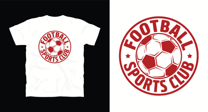 Football sports vector t-shirt design with soccer ball graphic.
