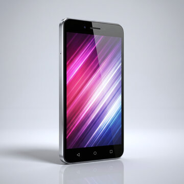 Modern Android Smartphone Mockup with Colorful Display on Gray Background 3D Render