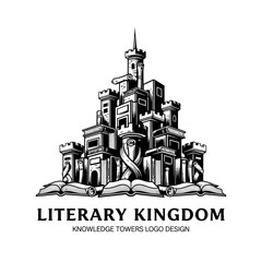 Obraz premium Elegant black and white logo ideal for libraries, publishing houses, or educational institutions celebrating the power of knowledge and reading.
