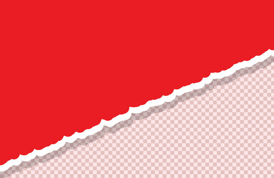 Torn paper edge with transparent background a red and white vector illustration tear ripped fragment.