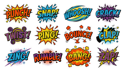 Fototapeta premium Comic book action sound effect speech bubbles collection.
