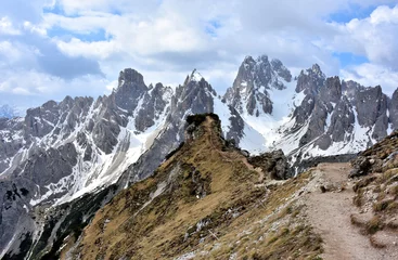 Fototapeten Naturpark Hiking trails in Tre Cime Natural Park.  Sexten Dolomites, Northeastern Italy.  © Gennady
