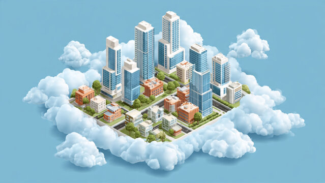 Modern Cityscape with Skyscrapers and Cloud Base.