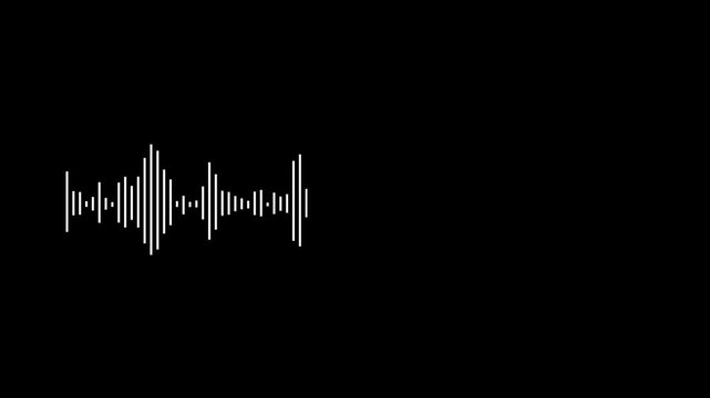 Monochrome Audio Waveform Visualization with Sound Frequency Monitoring and Digital Signal Processing on Black Background 4K black background visuals