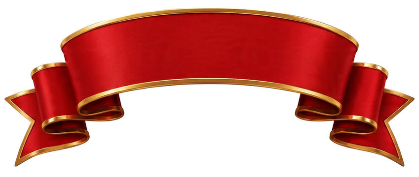 Red Ribbon Banner with Gold Trim