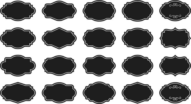 Collection of black decorative frames and labels for design projects