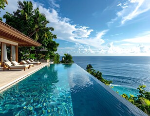Fototapeta premium A serene infinity pool overlooking the ocean (119)