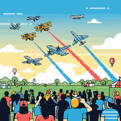 Airplanes flying over a crowd © Mulyadi