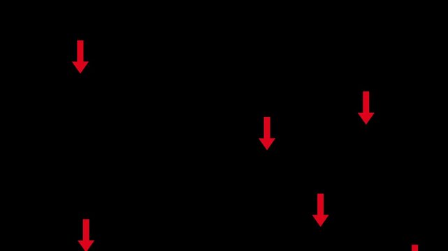 upward to down flying arrow animation 4k motion graphics video. red arrow pointing up with green screen, arrow animation vidoes. arrow overlay video. down Directional Arrow Loop Animation.
