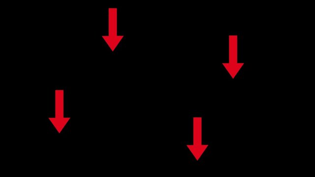 upward to down flying arrow animation 4k motion graphics video. red arrow pointing up with green screen, arrow animation vidoes. arrow overlay video. down Directional Arrow Loop Animation.