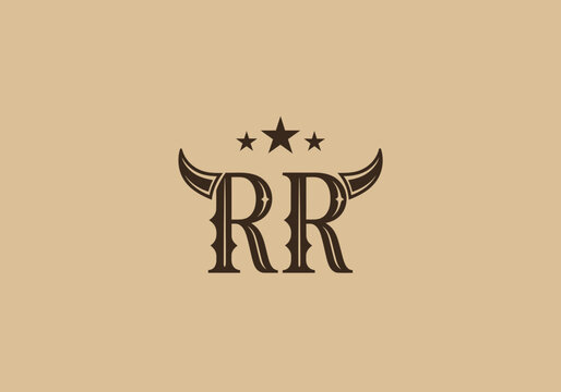 Elegant RR monogram logo with horns and stars.