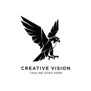Contemporary minimalist hawk icon suitable for tech startups, logistics companies, creative agencies, or businesses seeking a fast and efficient brand image.