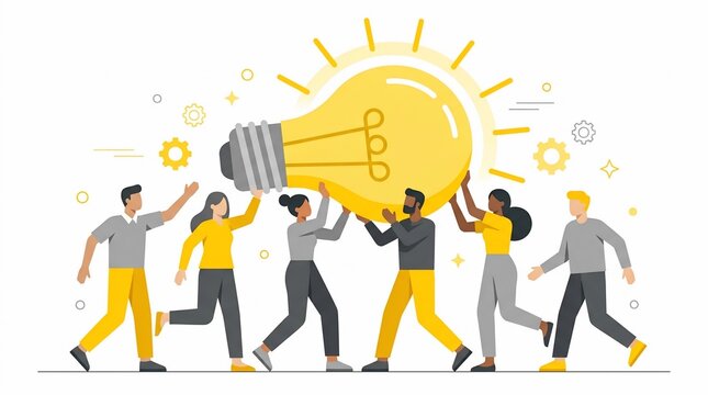 Diverse Group of Professionals Collaborating on a Creative Business Idea.