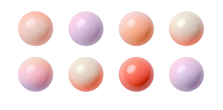 Colorful 3D spheres on transparent background, abstract dots