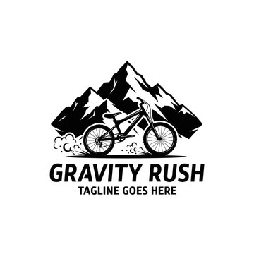 Minimalist vector mountain bike logo suitable for outdoor adventure brands, cycling clubs, and extreme sports gear branding.