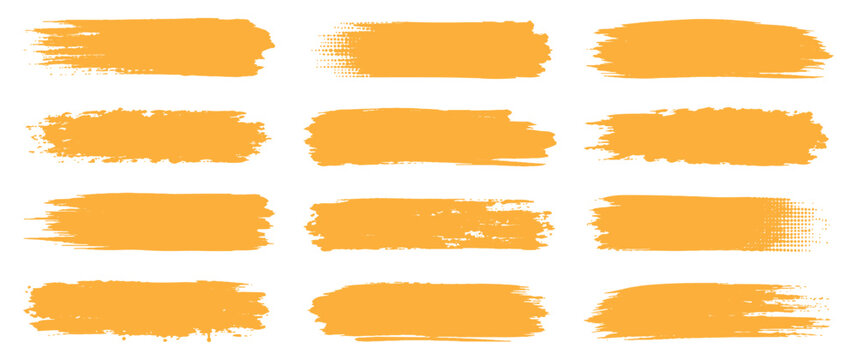 Brush strokes vector. Set of rectrangle shape brush strokes. Set of paint brush stroke and abstract grunge banner for graphic background decoration