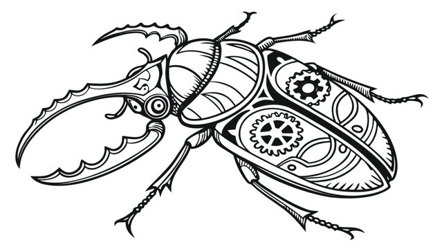 Vector illustration of a steampunk stag beetle with mechanical gears steampunk mechanical wildlife
