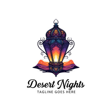 Vibrant Middle Eastern themed lantern logo for travel, hospitality, or cultural event branding.