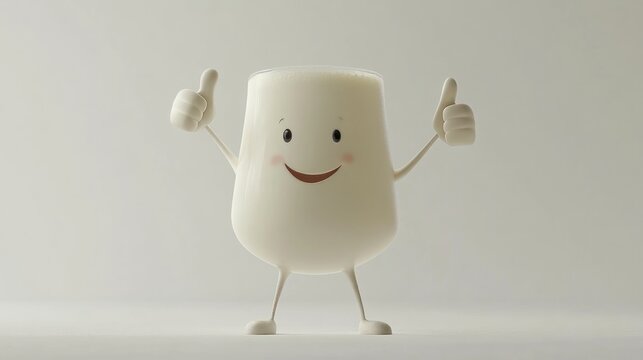 Cartoon Milk Glass Giving Thumbs Up