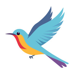 Obraz premium Flat design illustration of a colorful bird in flight
