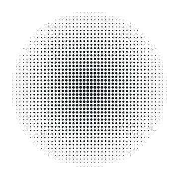 circular dotted vignette vector design, minimalist geometric screen print effect