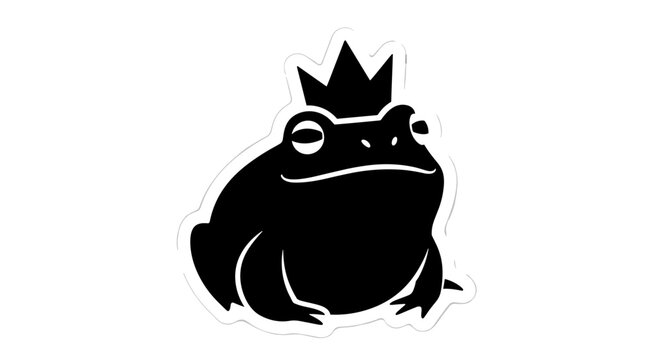 Black Frog Wearing Crown Silhouette.